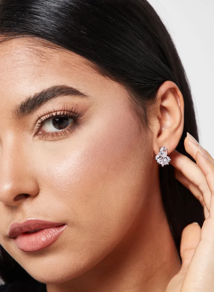 Cz Stud Floral Earrings