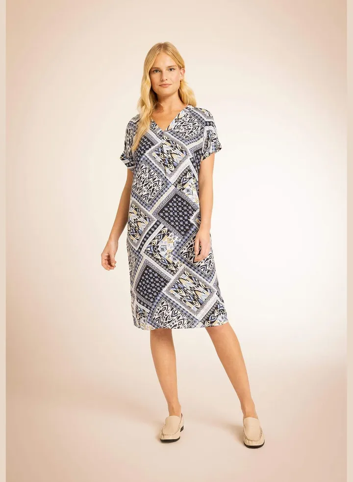 Woman V Neck Short Sleeve Woven Dress