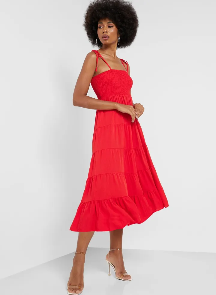 Shirred Pleat Dress
