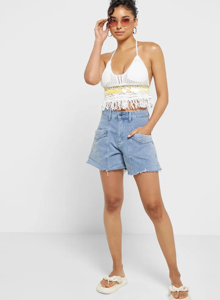 Pocket Detail Denim Shorts