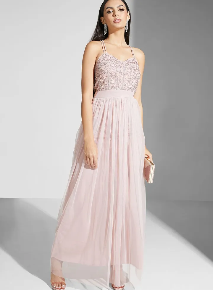 Shouq Strappy Embellished Bodice Dress