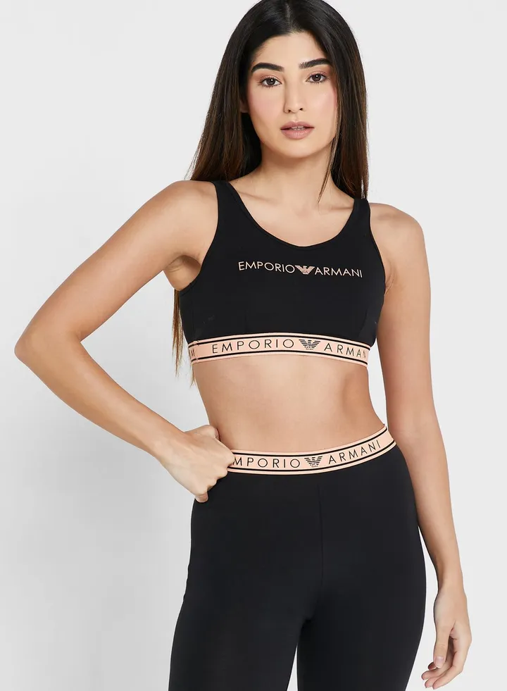Crew Neck Logo Sports Bra