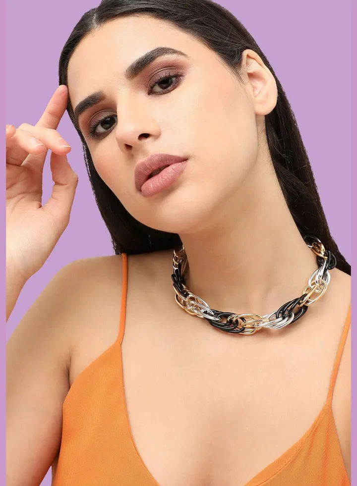Silver Plated Designer Stone Party Necklace For Women