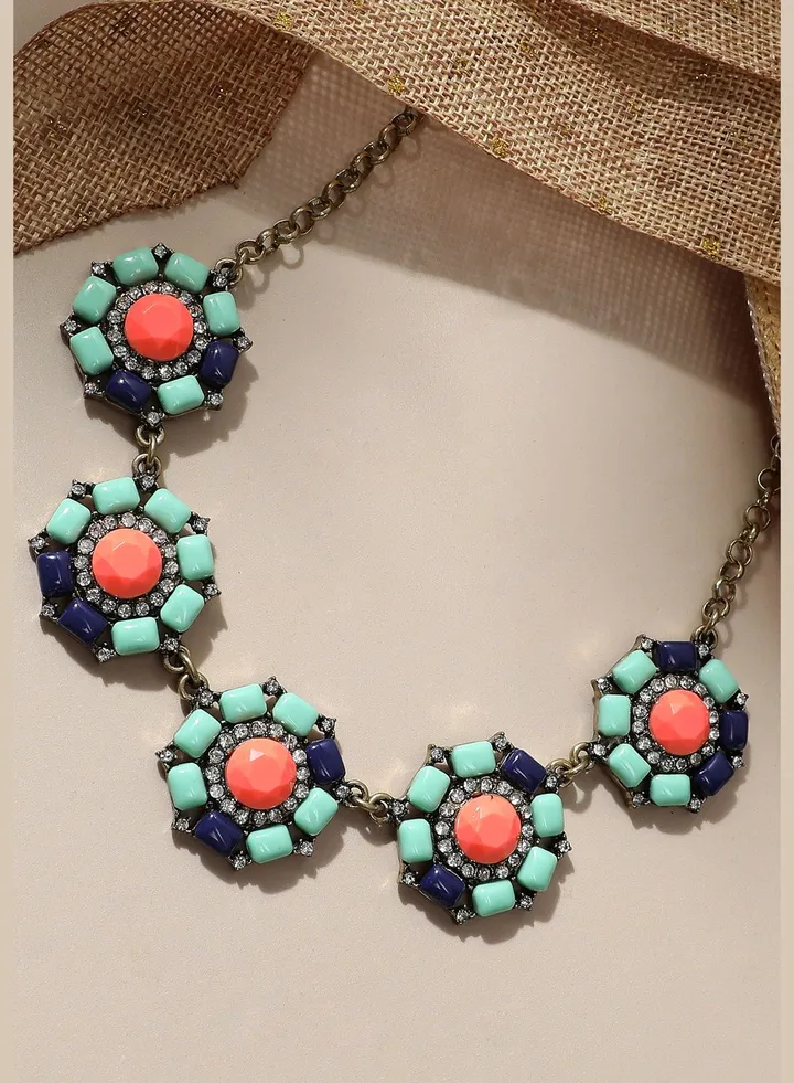Gold Plated Designer Stone Party Necklace For Women