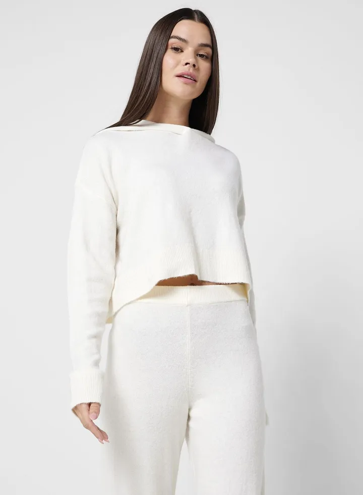 Knitted Crop Hoodie
