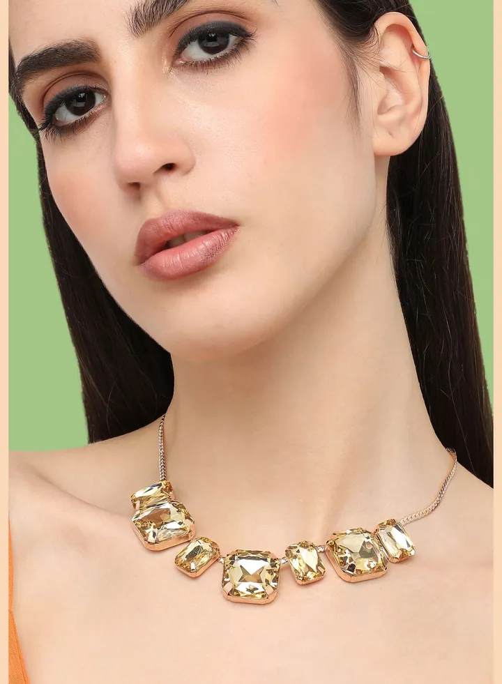 Gold Plated Designer Stone Party Necklace For Women