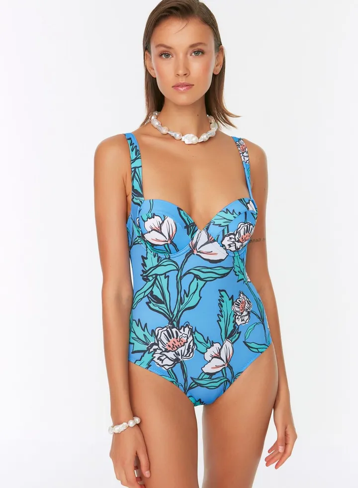 Strappy Floral Print Swimsuit
