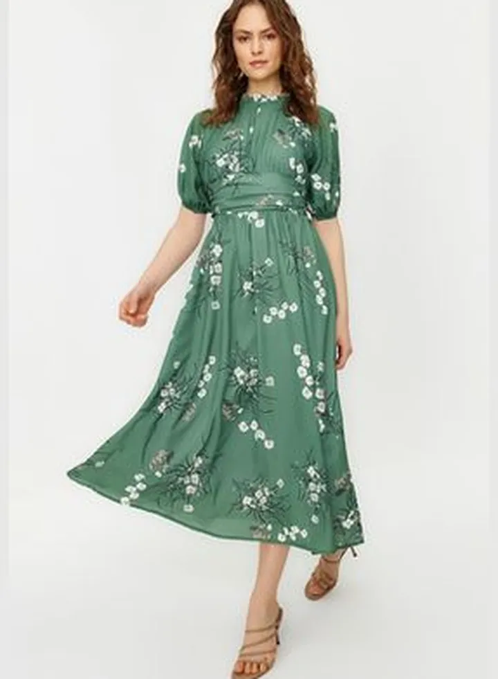 Green Floral Dress TCTSS24EB00008