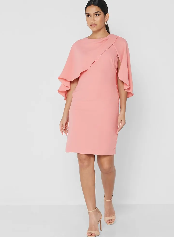Crew Neck Ruffle Detail Dress