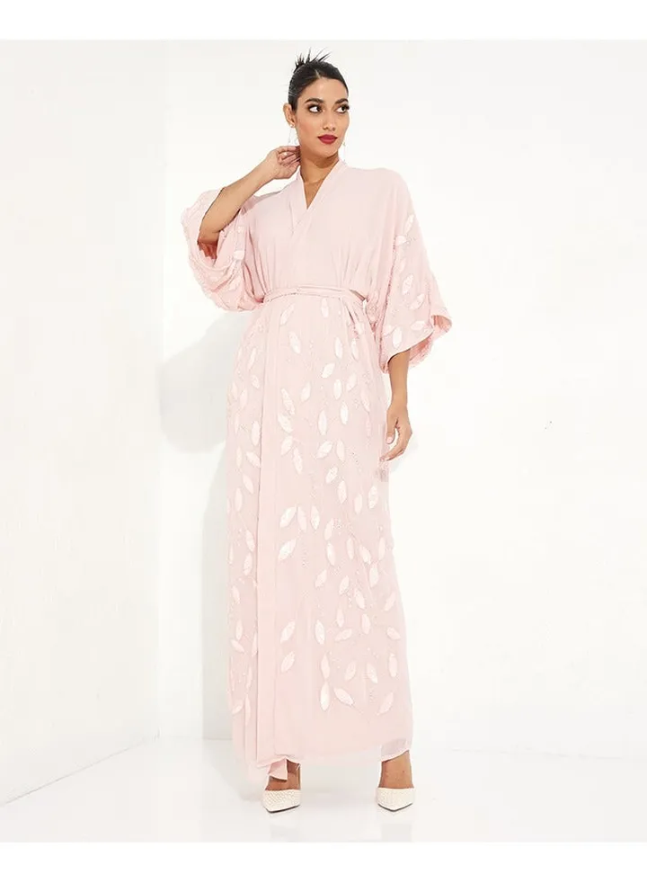 Little Mistress Sequins Embellished Flared Sleeves Kimono