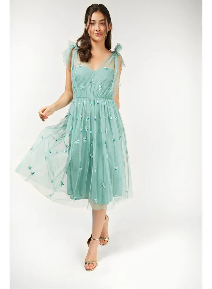 Little Mistress Sage Midi Dress