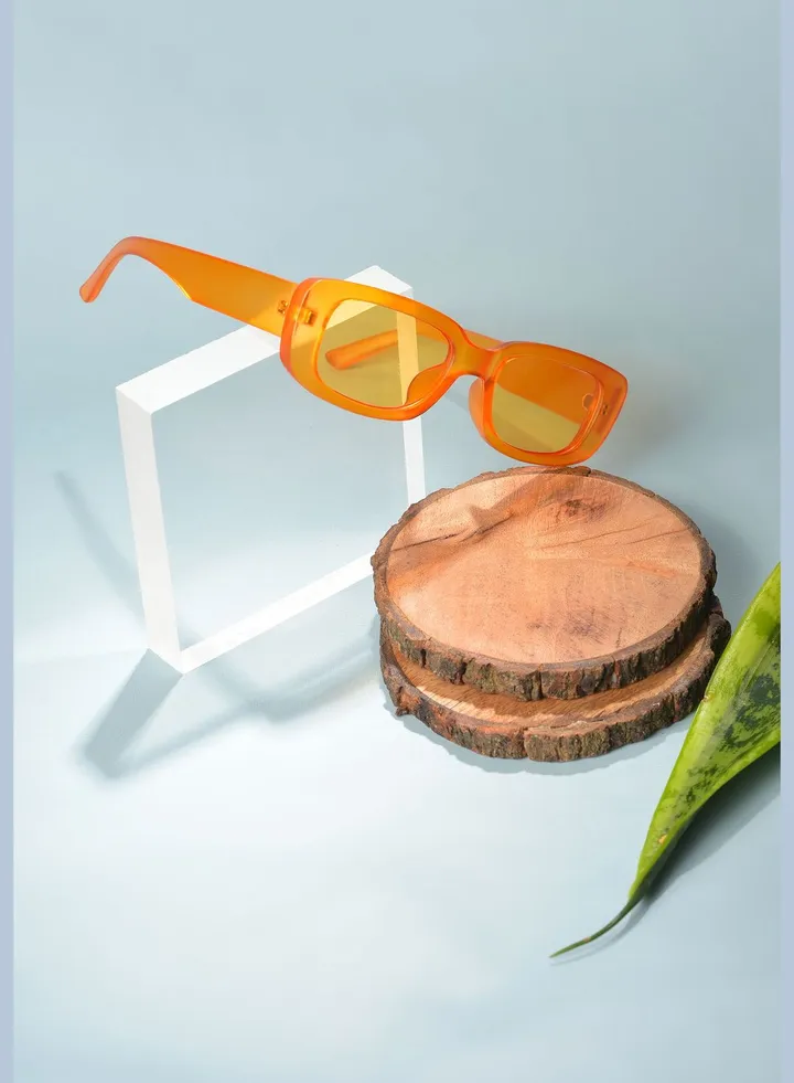 Women Orange Lens Orange Rectangle Sunglasses