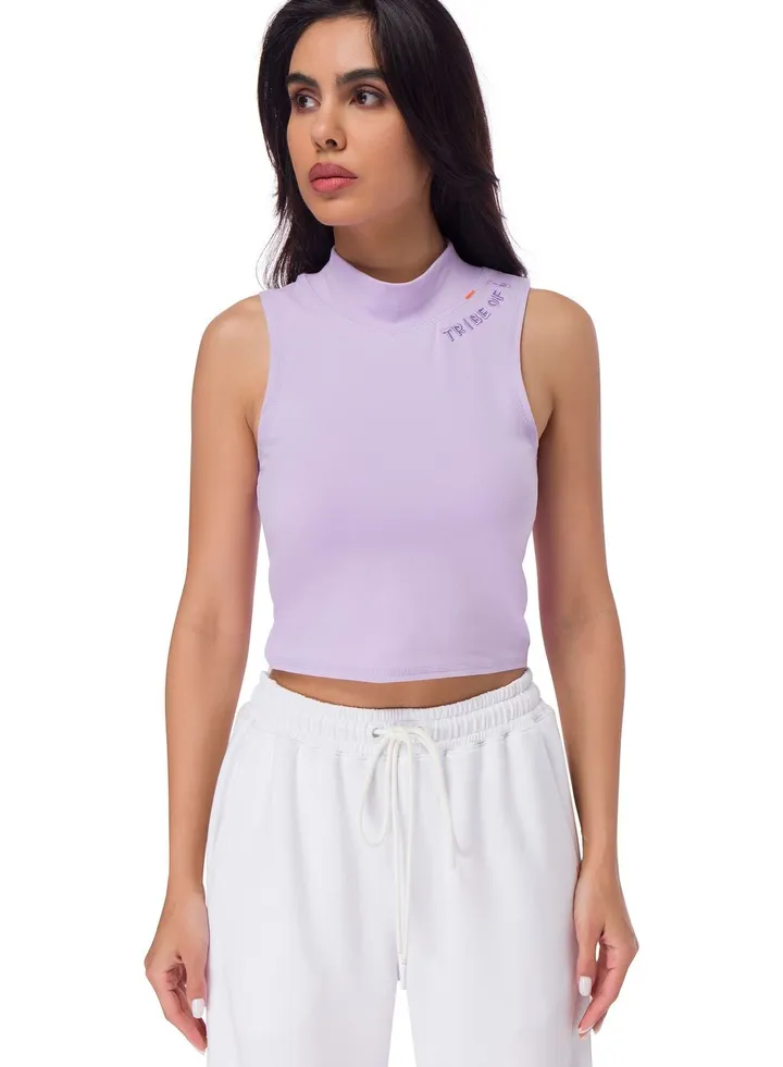 Aerial High Neck Racer Crop Top