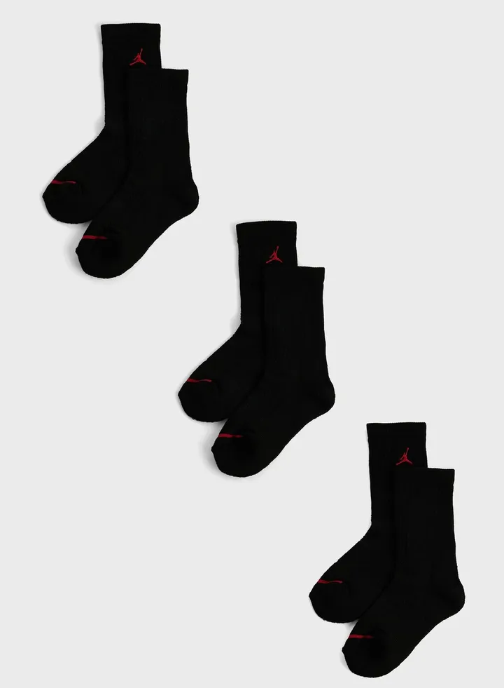 Kids 3 Pack Jordan Jumpman Cushion Crew Socks