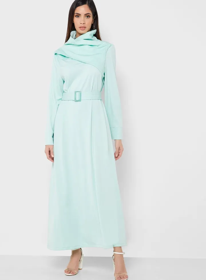 Asymmetrical High Neck Dress