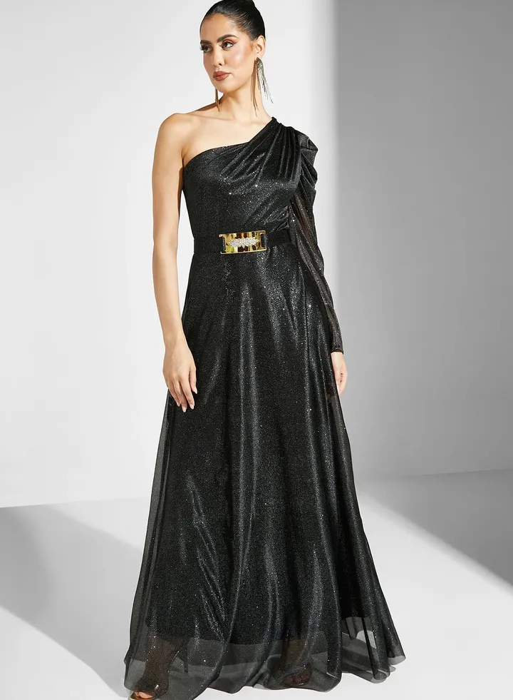 One Shoulder Shimmer Dress