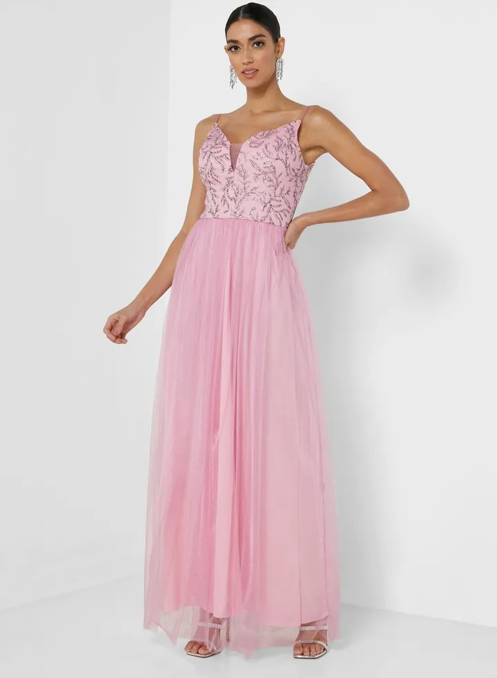 Shimmer Detail A-Line Dress