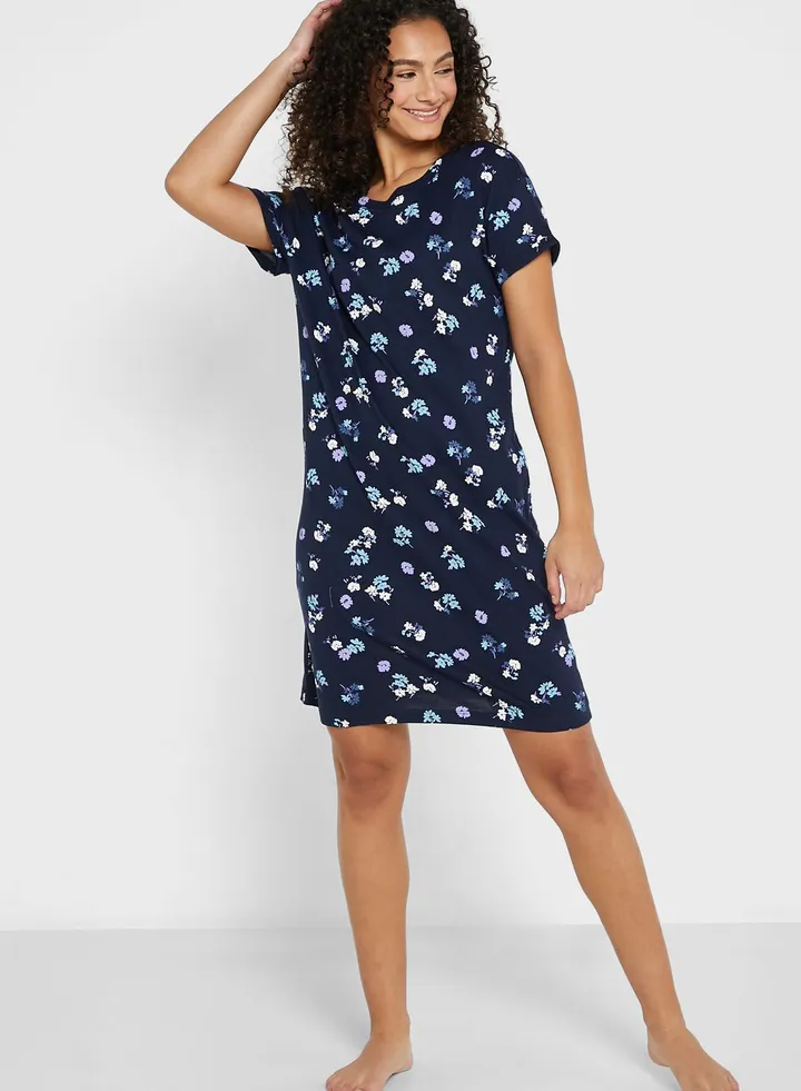 Pure Cotton Floral Short Nightdress