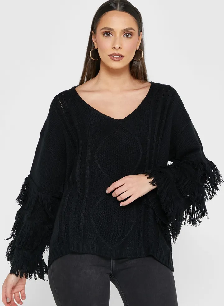 Feathered Sleeve Sweater