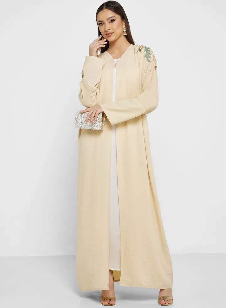 V-Neck Embroidered Abaya