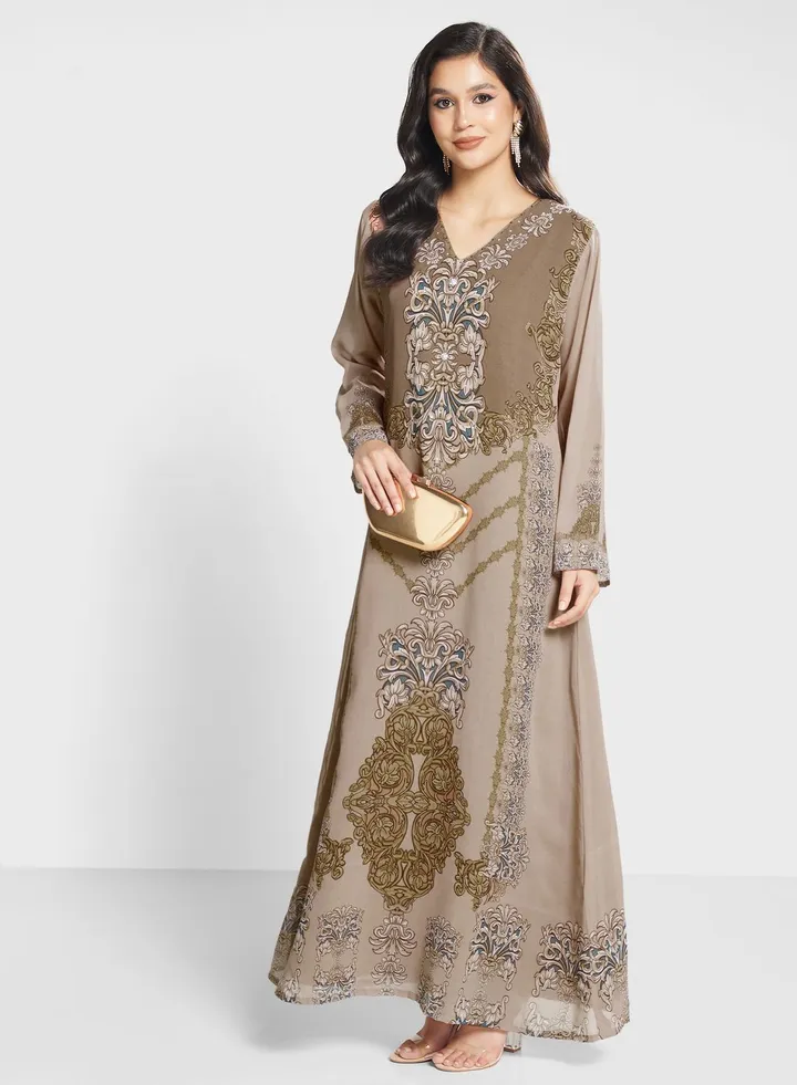 Floral Printed Jalabiya