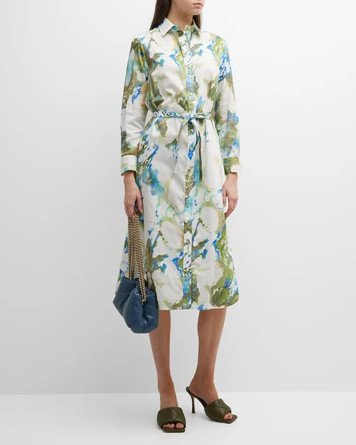Alex Marble-Print Midi Shirtdress