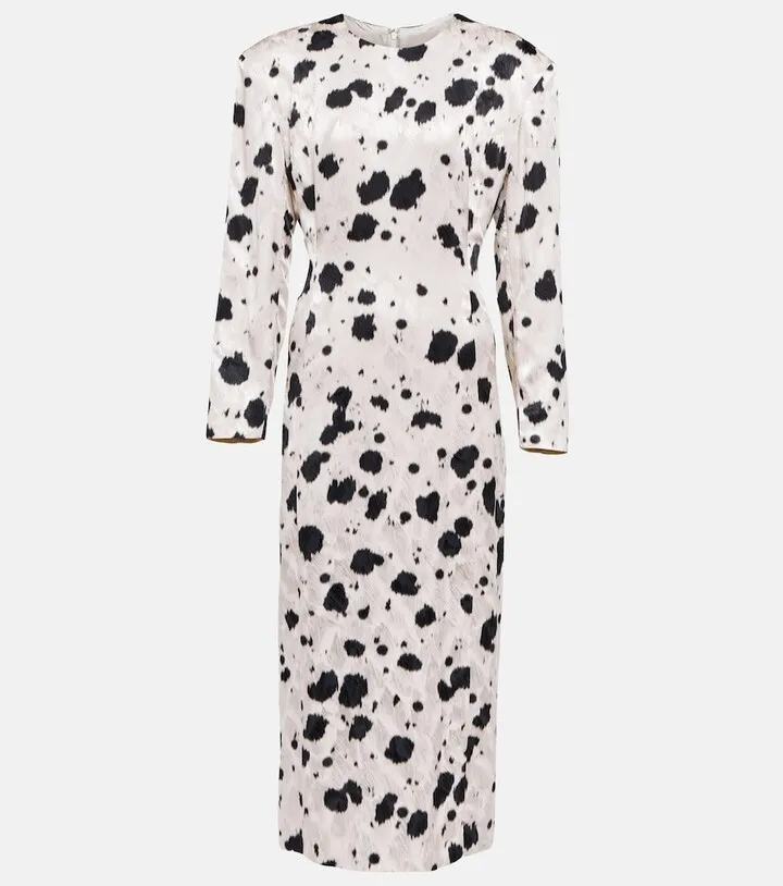 Satin jacquard midi dress
