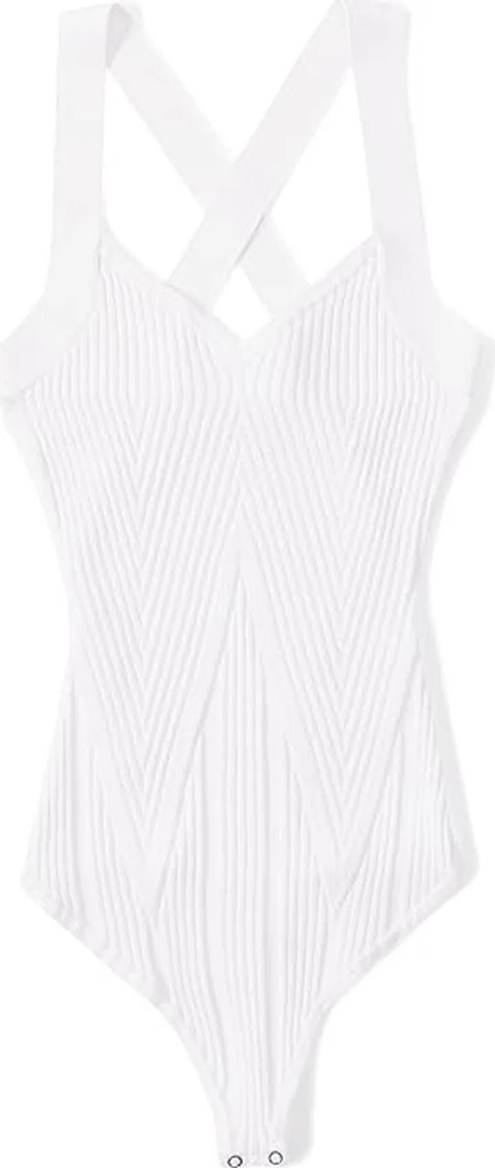 Abercrombie & Fitch Glossy Rib Crossback Bodysuit (White) Women's Jumpsuit & Rompers One Piece