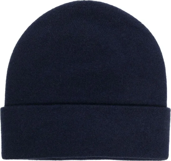 Blue Turn-Up Cashmere Beanie