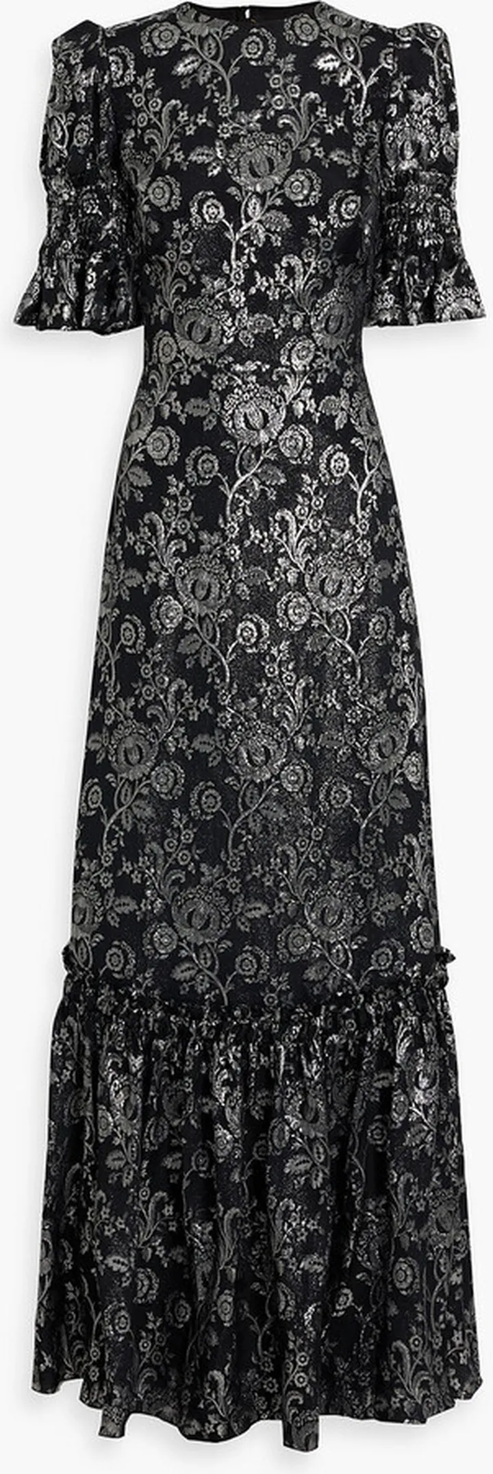 The Night Flight metallic silk-blend jacquard maxi dress