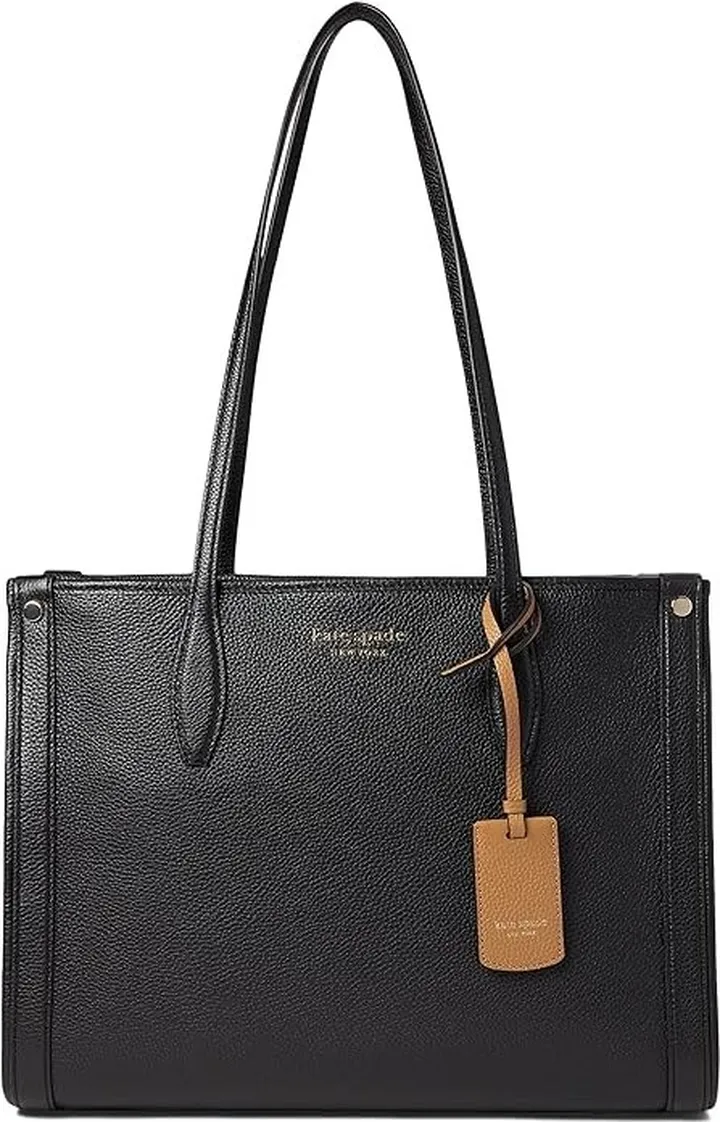 Kate Spade New York Market Pebbled Leather Medium Tote (Black) Tote Handbags