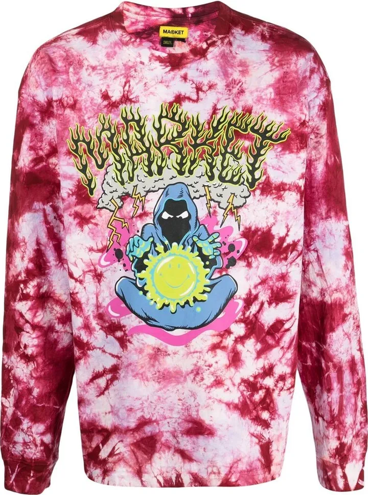 Smiley Grim Reaper print long-sleeved T-shirt