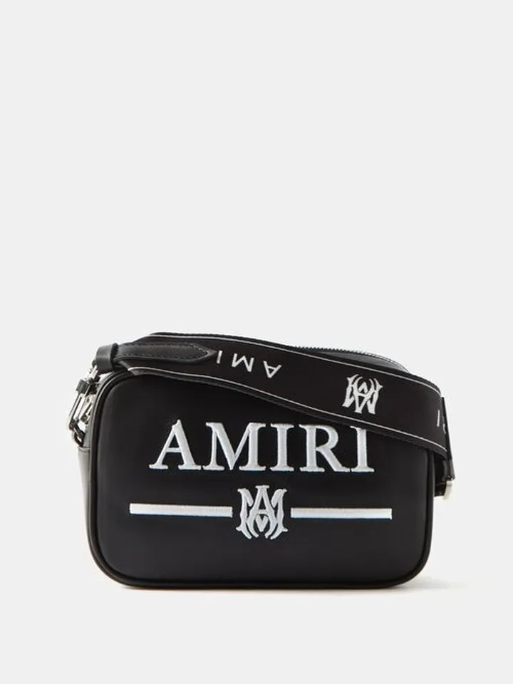 Logo-embroidered Leather Cross-body Bag