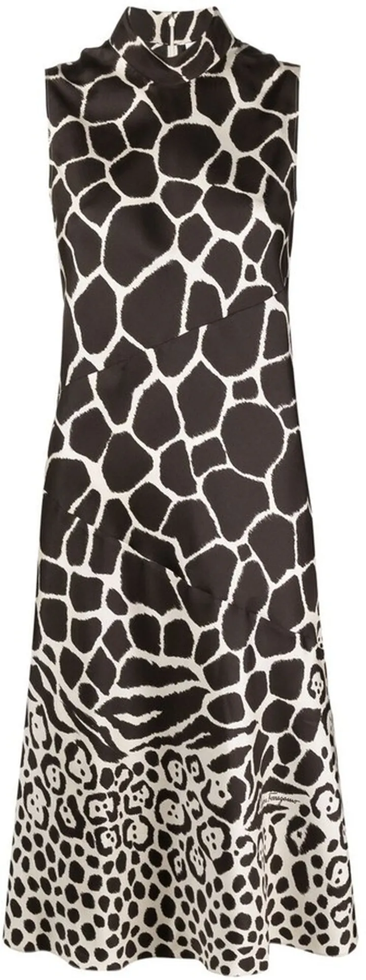 Animal-Print Mock-Neck Dress