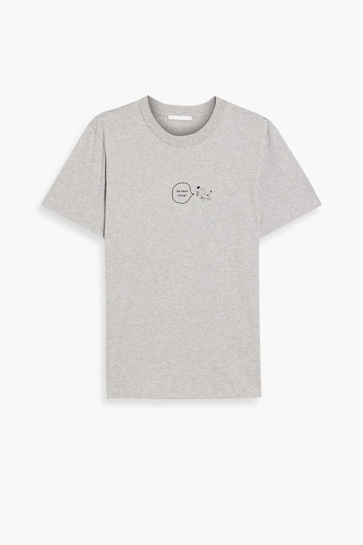 Printed mélange cotton-jersey T-shirt