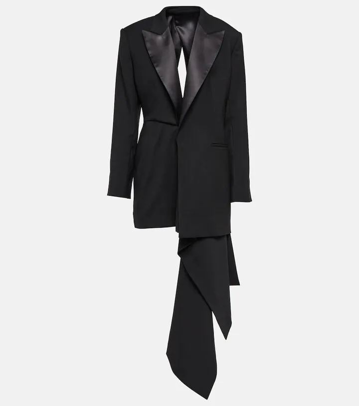 Asymmetrical wool blazer minidress