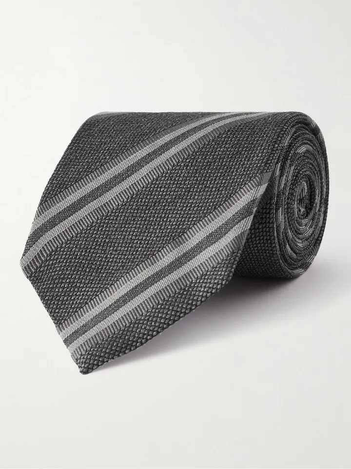 8cm Striped Silk and Cotton-Blend Jacquard Tie