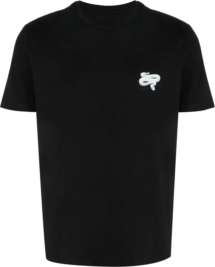 snake-print cotton T-shirt
