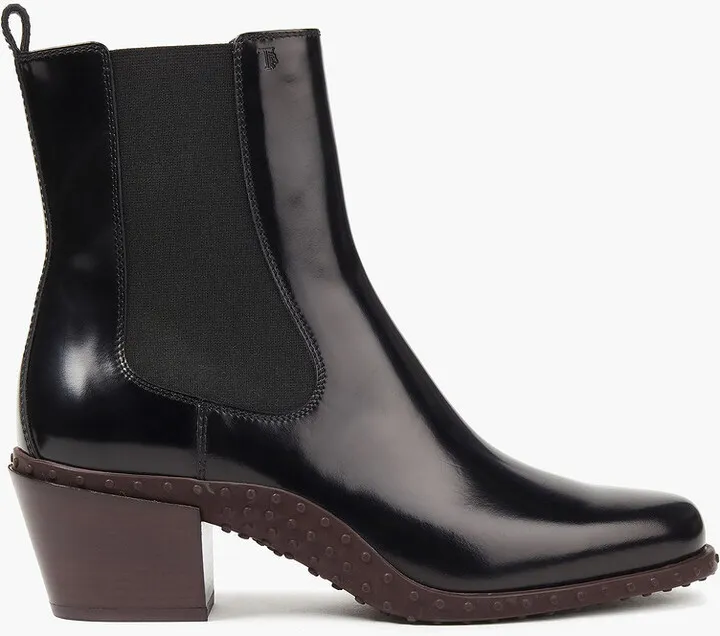 Glossed-leather ankle boots