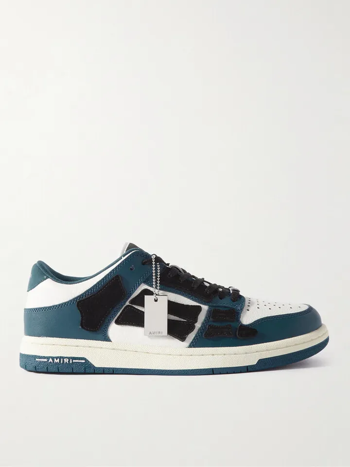 Skel-Top Colour-Block Leather and Suede Sneakers