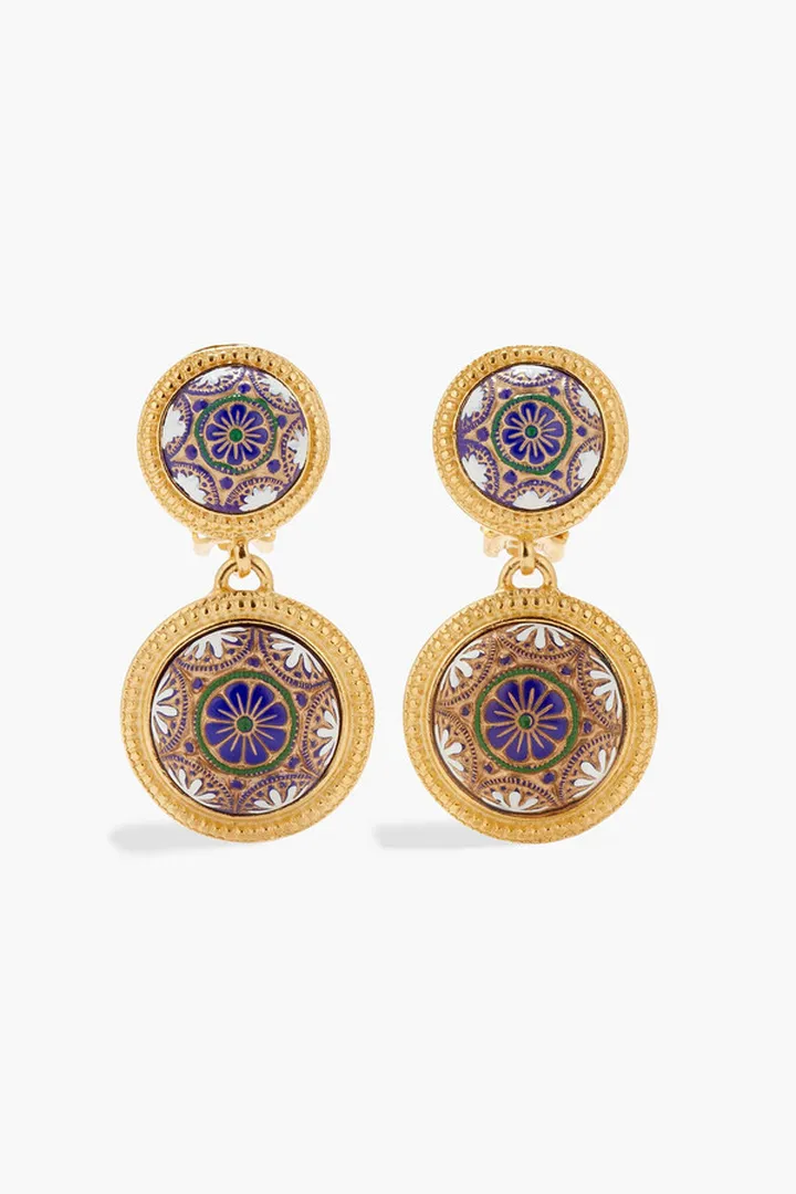 24-Karat Gold-Plated Stone Clip Earrings