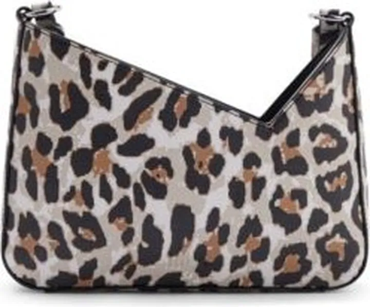 Leopard-pattern shoulder bag with logo-hardware strap