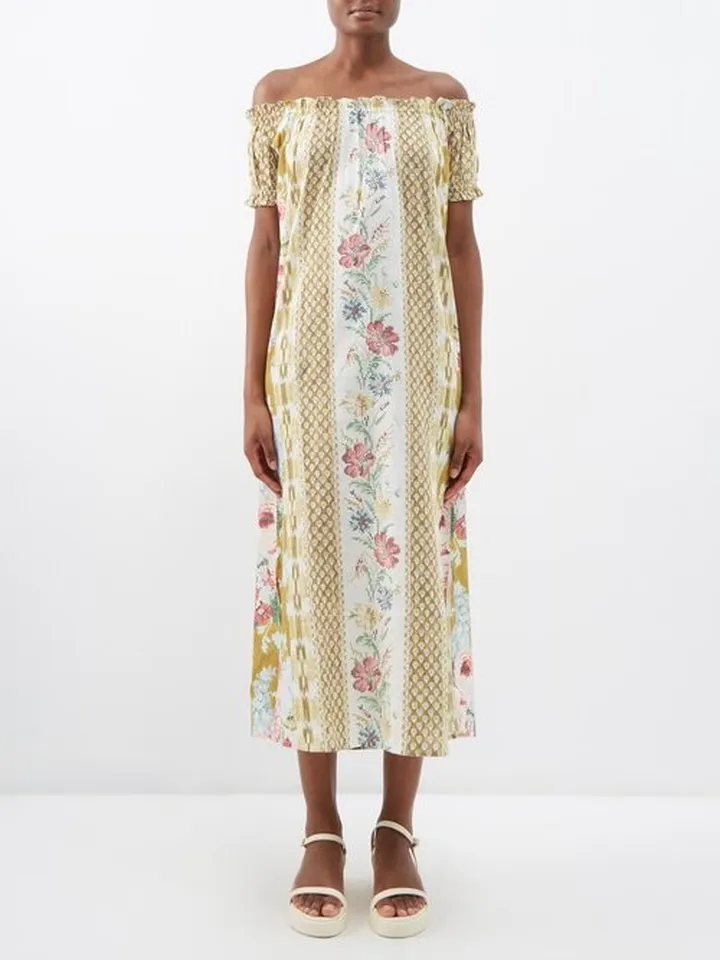Sidonia Off-the-shoulder Cotton-khadi Dress