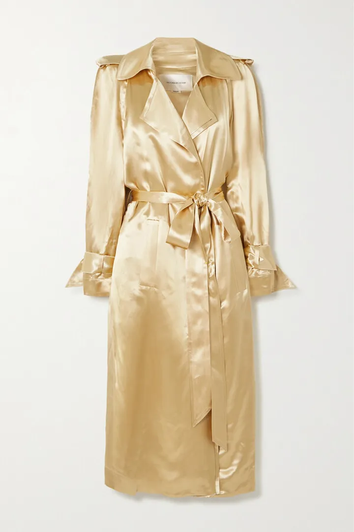 Victoria Beckham - Belted Satin Trench Coat - Cream