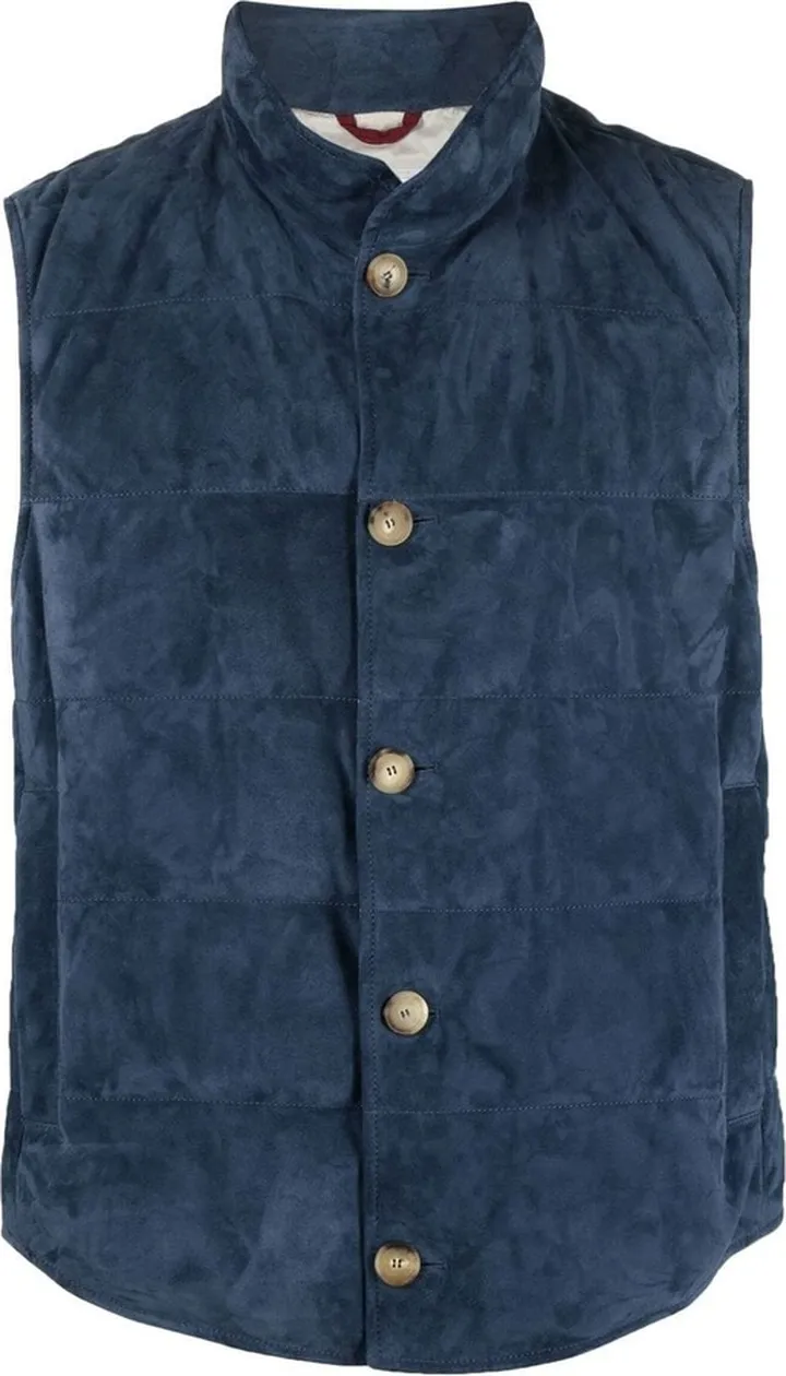 BRUNELLO CUCINELLI- Suede Leather Down Vest