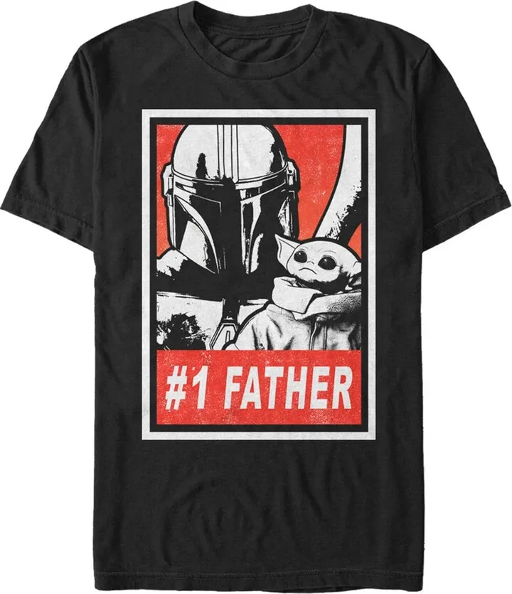 Men's Star Wars: The Mandalorian #1 Father Din Djarin and Grogu T-Shirt - Black - Medium