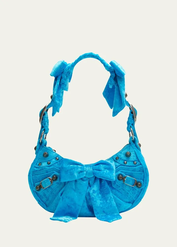 Le Cagole XS Velvet Bow Shoulder Bag