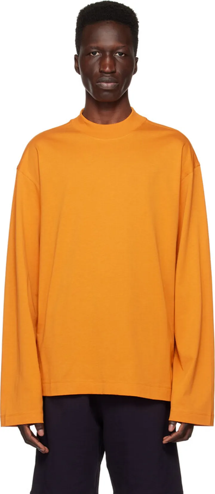 Dries Van Noten Yellow Mock Neck Long Sleeve T-Shirt