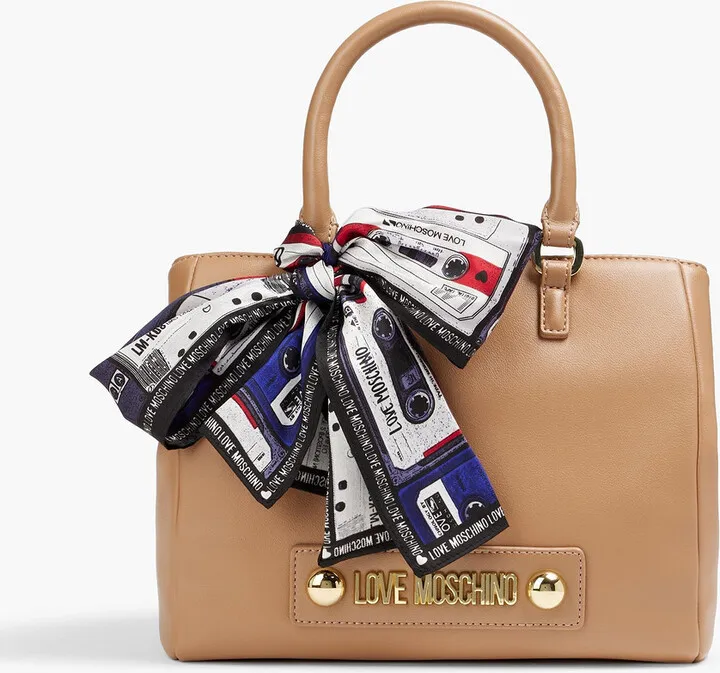Bow-detailed faux leather tote