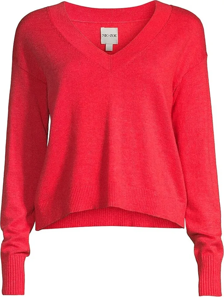 Shorty Cotton-Blend V-Neck Sweater